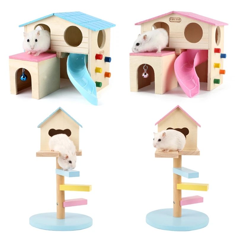 Pet Rat Hamster Toy Wooden Climbing Ladder Exercise House Cage Nest Accessory HS 
