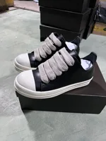 Brand Classic Design Retro Thick Shoelaces Black Cowhide Leather O-wen Men Shoe Lace-up Low Top Casual Women Street Flat Sneaker 1