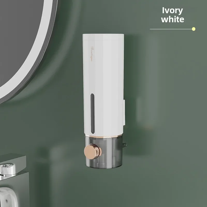 Vacuum Press Hand Soap Dispenser, White Large Capacity Wall Mounted Soap Dispenser, Multifunctional Seamless Installation