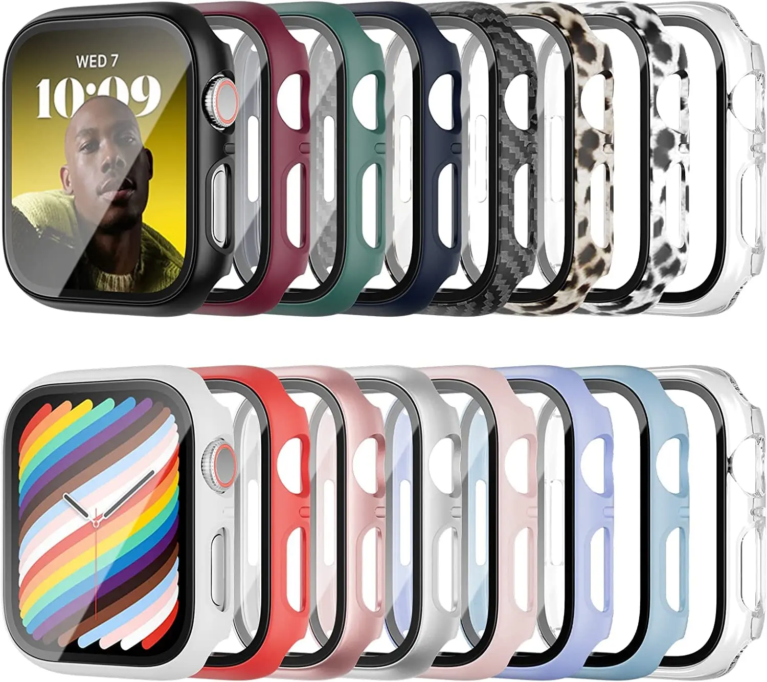 Vetro Temperato + Cover Per Apple Watch Case Accessori 45Mm 41Mm 44Mm 40Mm 42Mm Proteggi Schermo Apple Watch Serie 9 4 5 6 Se 7 8