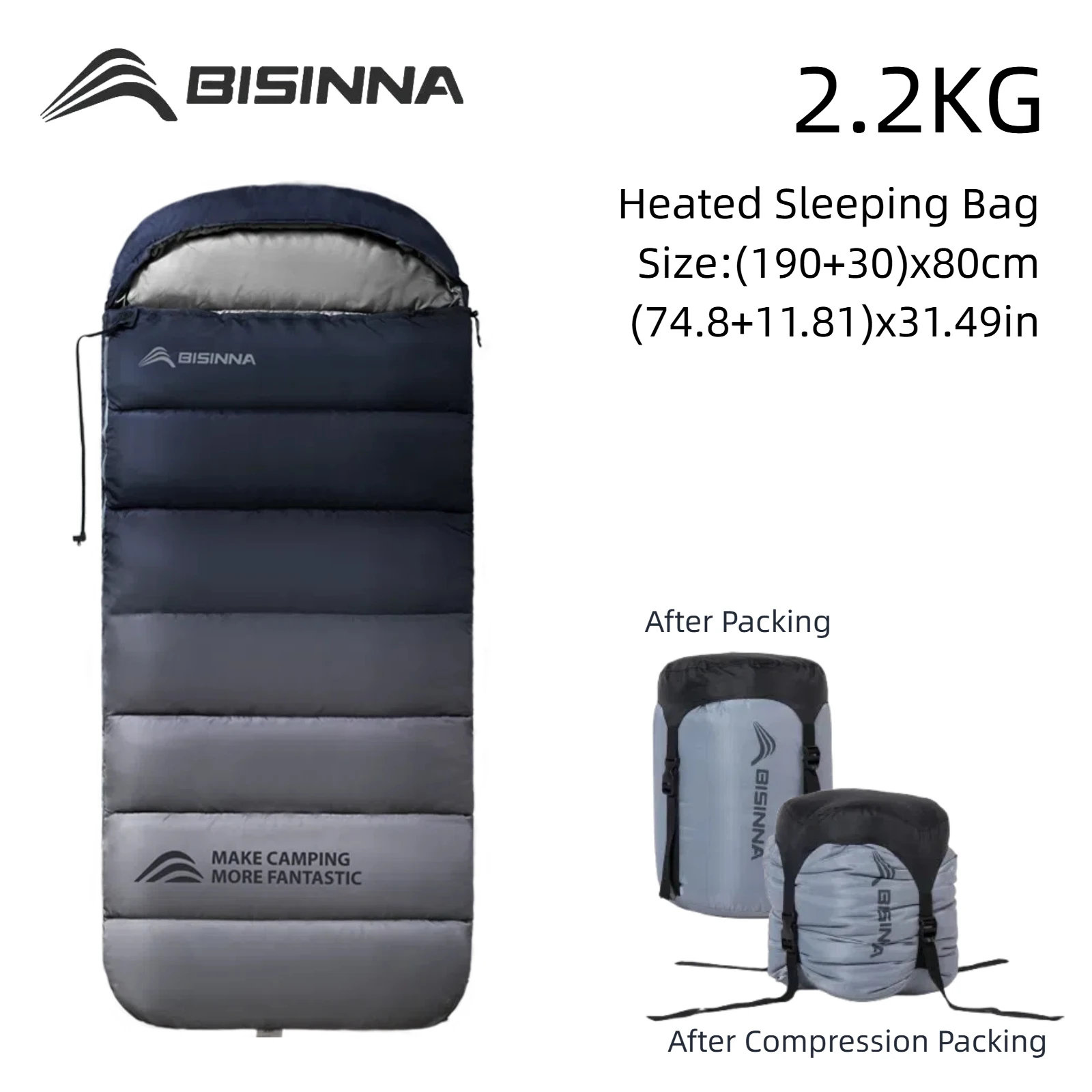 BISINNA Heated Winter Sleeping Bag Lightweight Camping