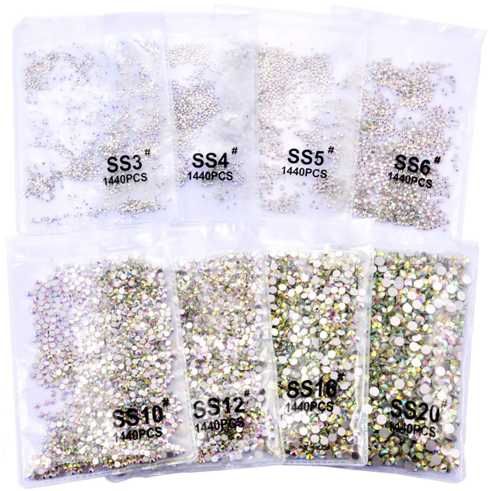 33 Colors Iron On Crystal DMC Hot Fix Rhinestones Crystal AB