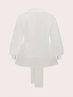 Plus Size 1XL-5XL Fashion Women‘s Solid Color Lapel Collar Blouse Ladies Casual Elegant Chic Top Long Sleeves Shirt - Image 2