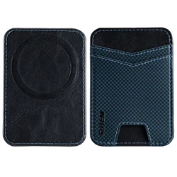 Magnetic Checkered PU Leather Anti - Theft Card Holder Wallet (Blue)
