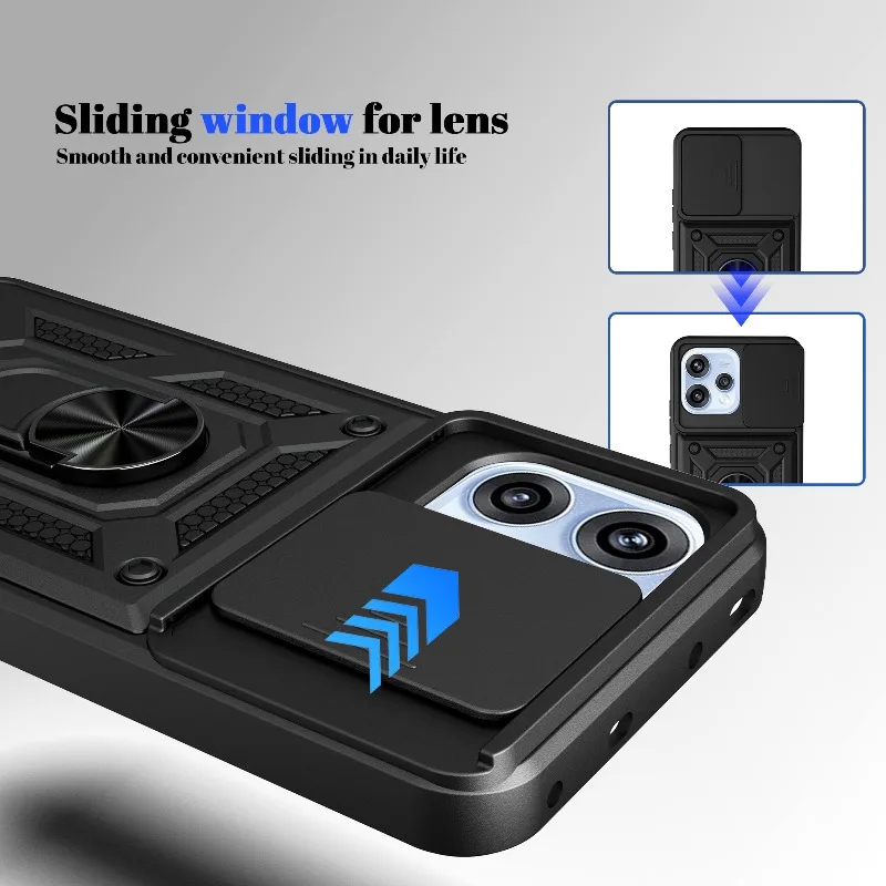 Heavy Duty Magnetic Ring Slide Cover with Camera Lens Protection