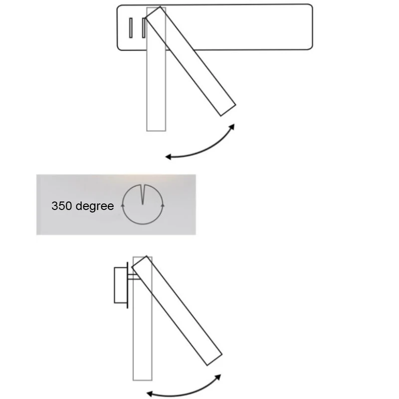 6W LED Wall Lamp Reading Light for Bedroom Hotel Headboard Night Book Lamp Rotation Bedside Wall Light with 3W Spot Led