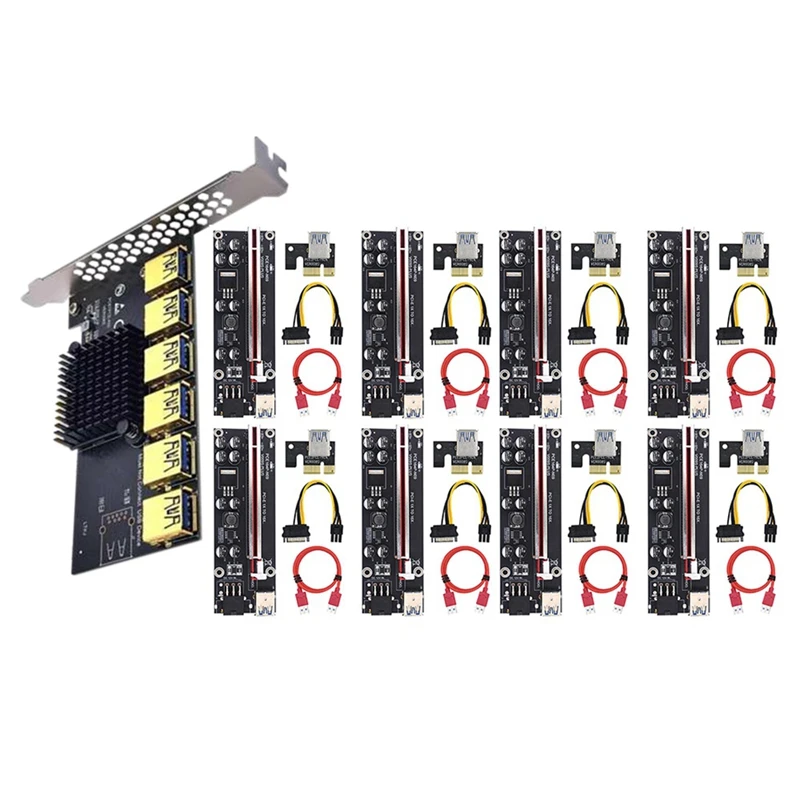 

Новинка-Pci Express множитель Pcie 1X до 4 5 6 USB 3,0 Расширенная карта Pcie 1 до 4 концентратор Riser 009S Pci Express X16 для майнинга BTC