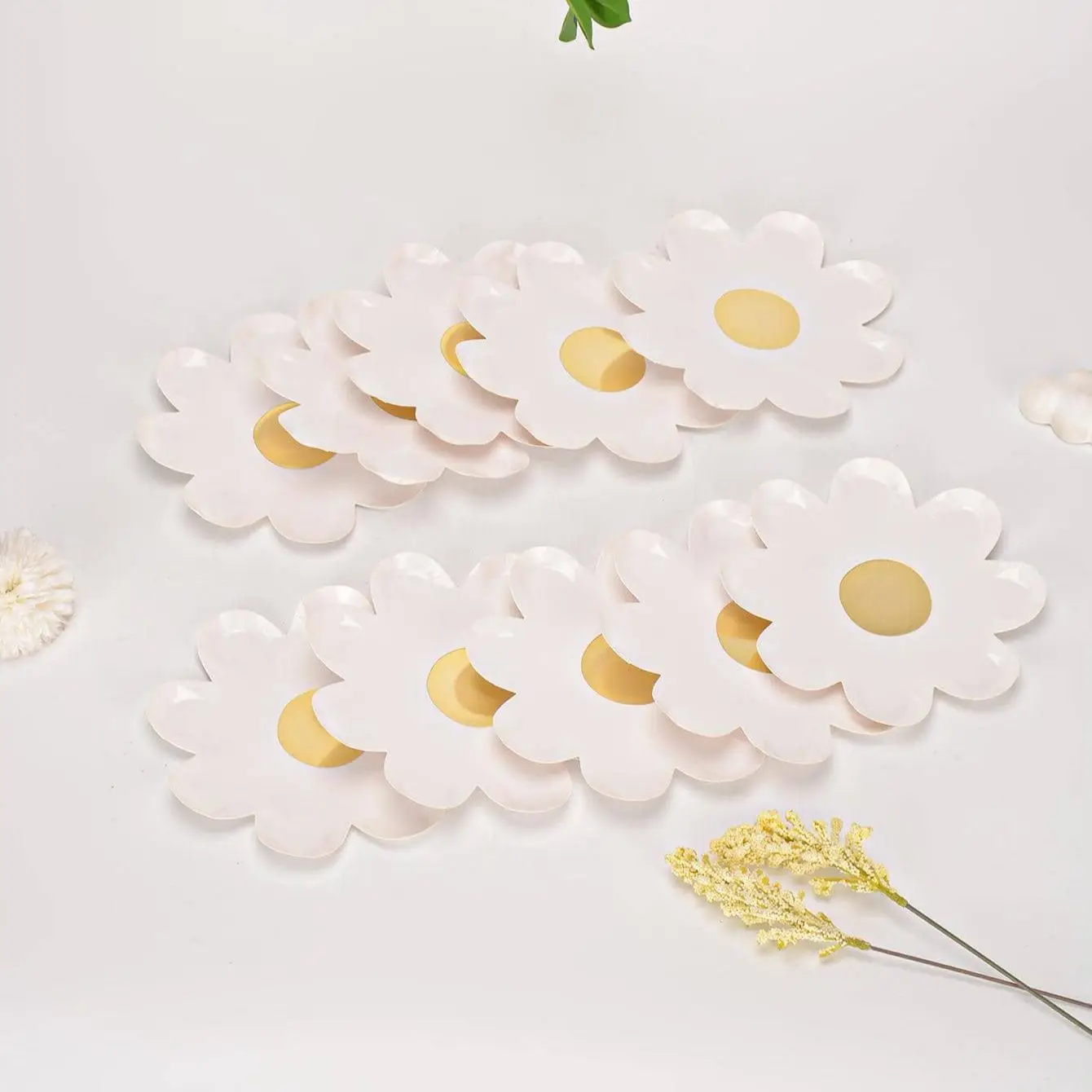 Disposable Tableware 10pcs Daisy Tableware Disposable Dining Cake Plate Kids Birthday Party Baby Shower Wedding Decoration