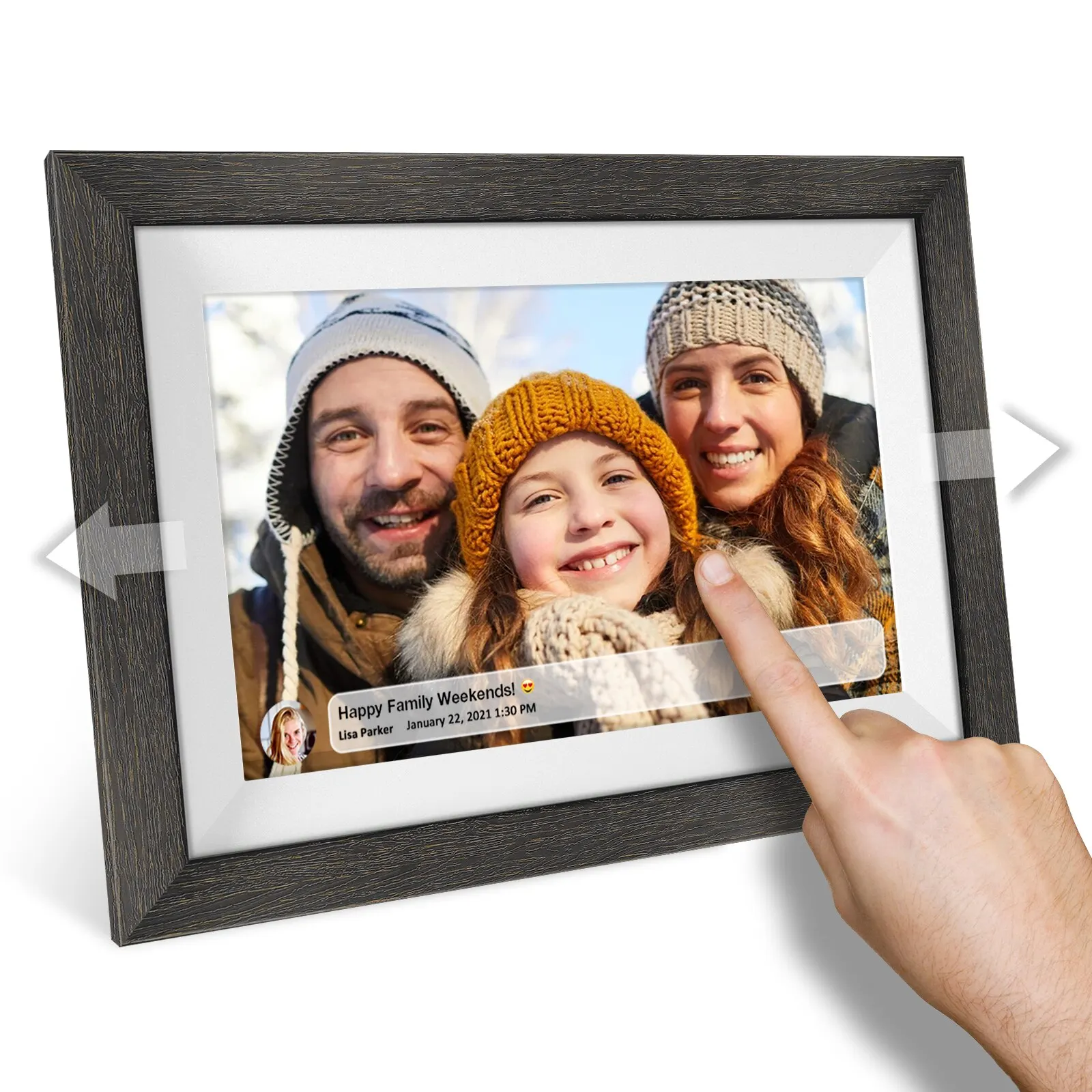 Frameo 32GB Memory 10.1 Inch Smart Digital Picture Frame Wood WiFi IPS HD 1080P Electronic Digital Photo Frame Touch Screen images - 6