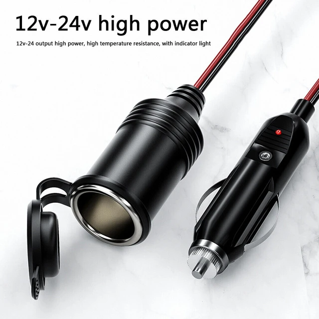 12V 24V Auto Zigarette Leichter Verlängerung Kabel Stecker Auf Buchse (0,6  m) cigare Leichter Verlängerungskabel Anzeige Licht - AliExpress