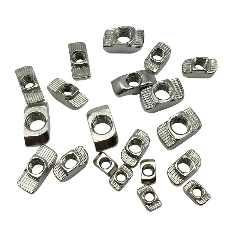 50pcs/Lot M3 M4 M5 for 20 Series Slot T-nut Sliding T Nut Hammer Drop In Nut Fasten Connector 2020 EU Aluminum Extrusion Profile