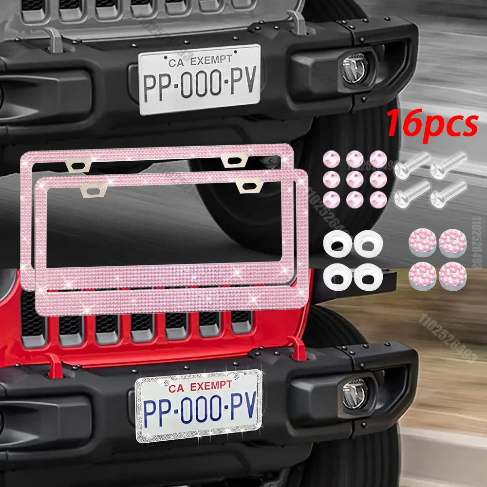2Pcs Rhinestone License Plate Frame 1