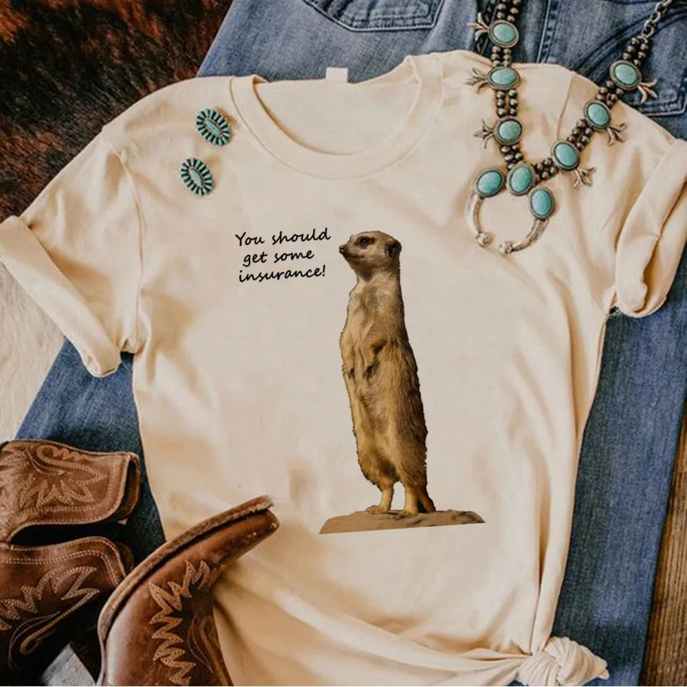 

Meerkat Tee women designer manga Japanese tshirt female graphic clothing