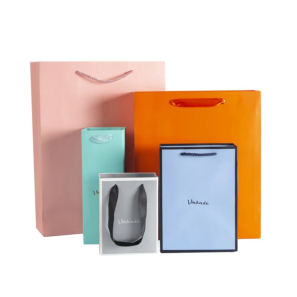 Paper Bags With Handles 50-Pack Custom Logo Paper Gift Tote Bags for Small Business Shopping Bag Retail Bag Party Bag Favor Bag