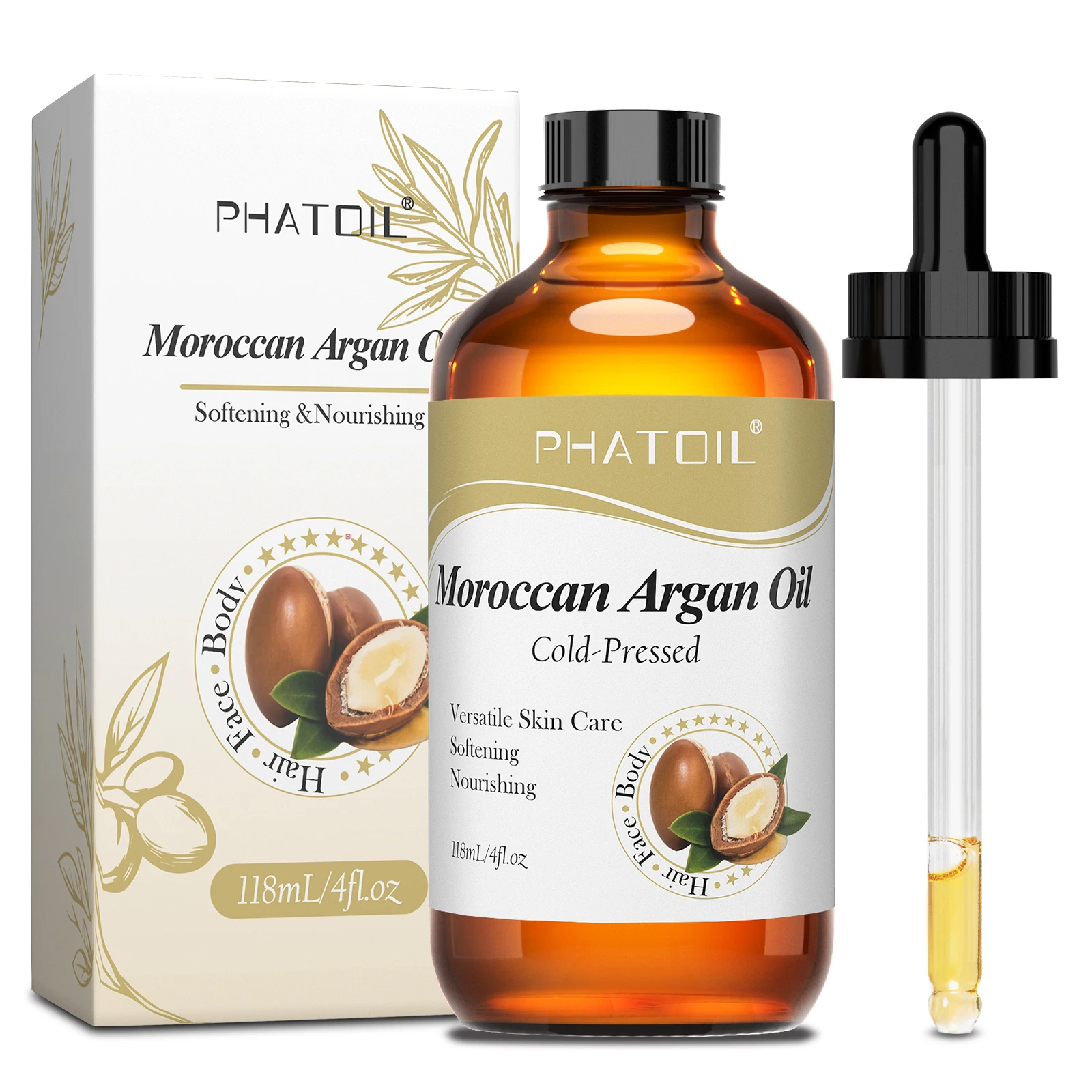 Premium Moroccan Argan & Jojoba Oil Blend - 118ml Cold Pressed USDA Certified Pure for Skin, Hair, and Body Massage