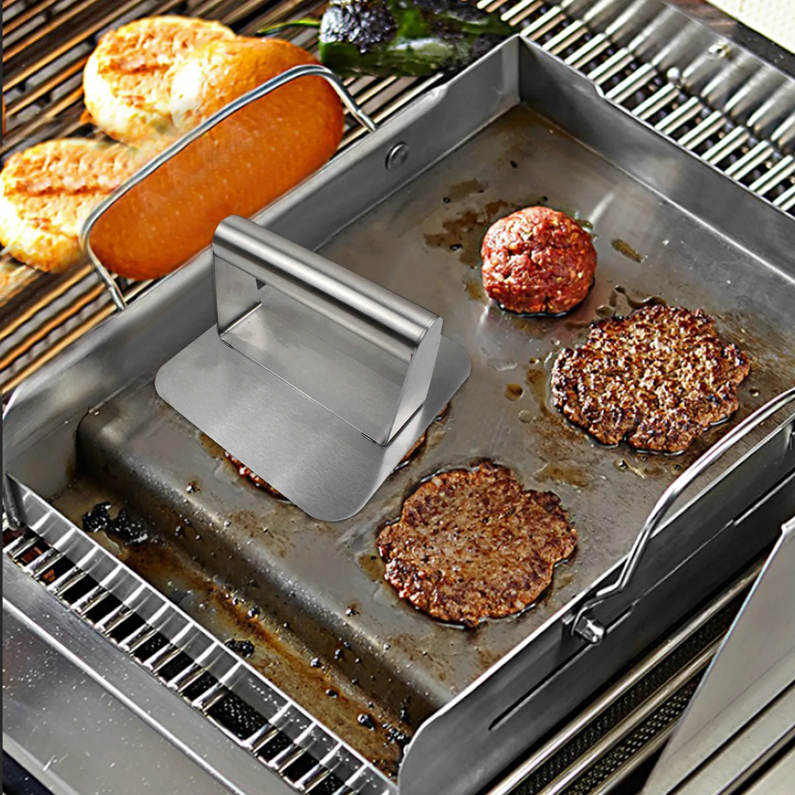 Stainless Steel Meatloaf Burger Press Meat Press Smasher Round Shape Hamburger Meat Beef Grill Kitchen Food Mold