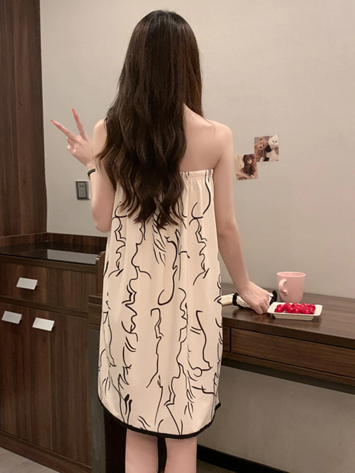 Summer Cotton Bath Towel Women's Sexy Bath Skirt Tube Top High Absorbency Soft Bath Robe Comfortable Home Clothes Headscarf I...