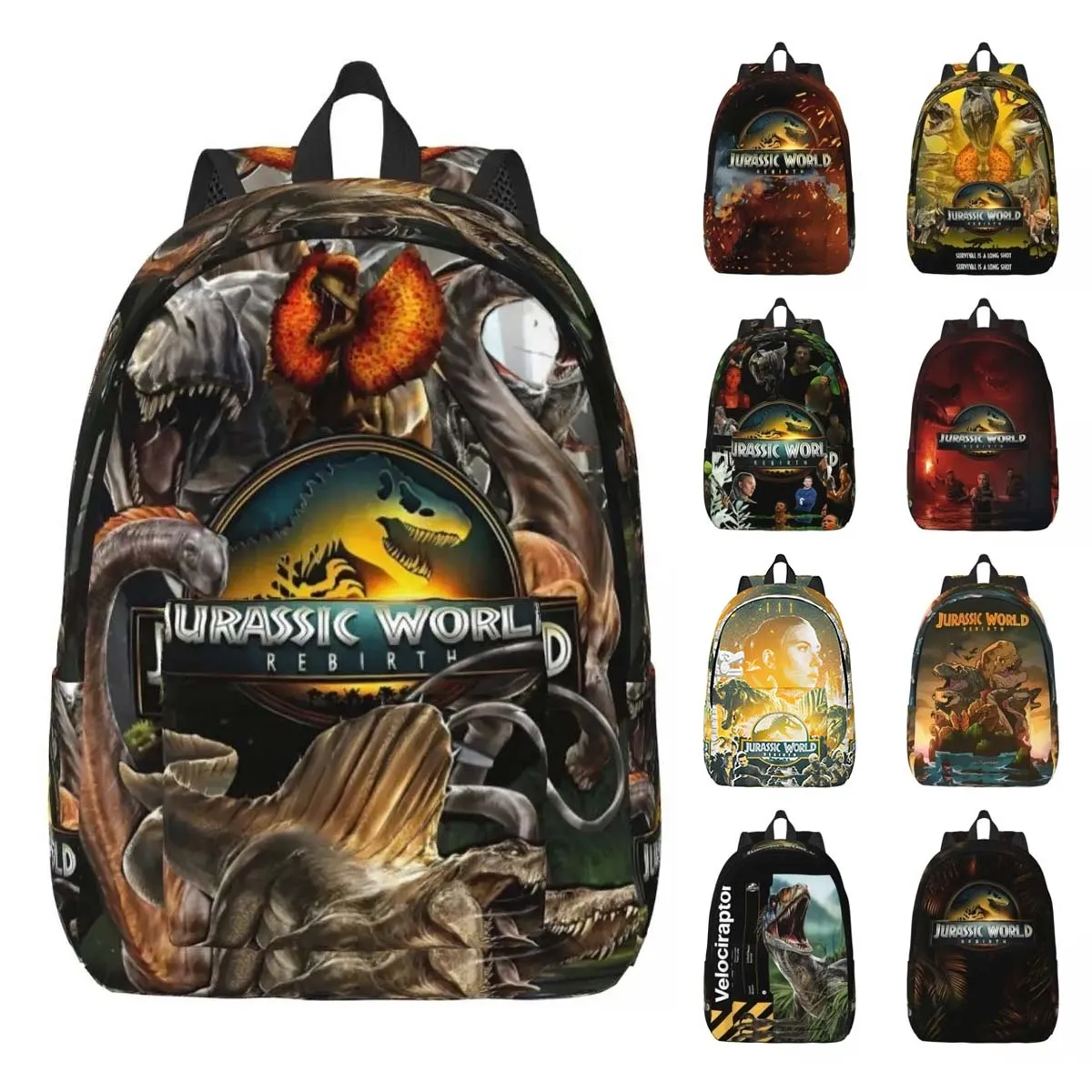 Jurassic Rebirth Dinosaurs Attack World Classical Backpack Sports Work Covert Mission Daypack for Men Women Laptop Canvas Bags