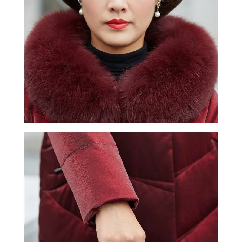 2023 New Women Down Jacket Winter Coat Female Mid Length Version Parkas Loose Thick Warm Outwear Hooded Leisure Time Overcoat