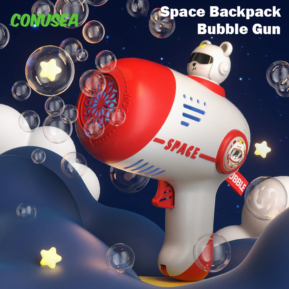 

Space Backpack Soap Bubbles Guns Kids Toys Bubble Gun 12-Hole Electric Automatic Blower Handheld Bubble Machine Party Games Toy