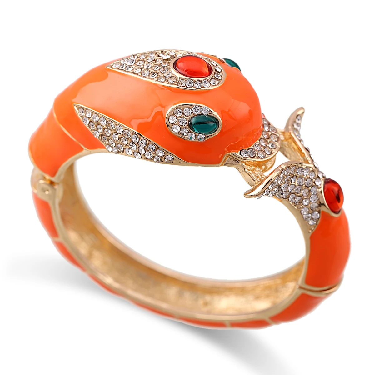 HAHA&TOTO New Arrived Women's Gold Plated with Full AAA Rhinestones Dolphin Animal Bracelet Statement Enamel Bangle 6 Colors 3