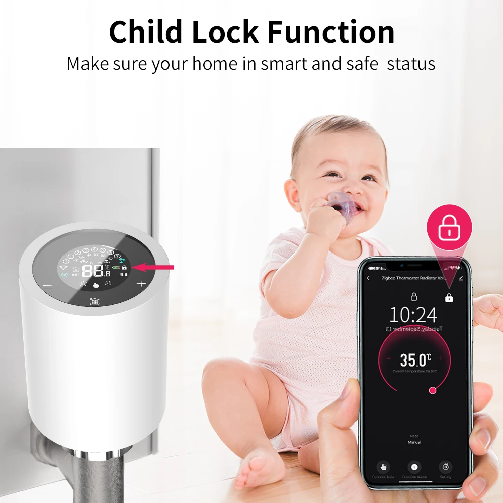 Description Picture 6 of itemSmart Life ZigBee TRV Thermostat Temperature Controller Radiator Valve Actuator Automatic Programmable LCD for Alexa Google Home