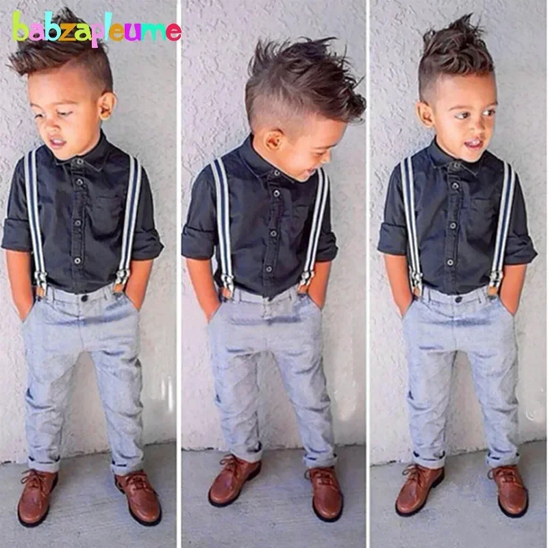 Gentleman Kid Boy Clothes Formal Suits Long Sleeves Shirt+Pants Two-Piece Baby Boys Set Wedding Party Children Clothing BC1108