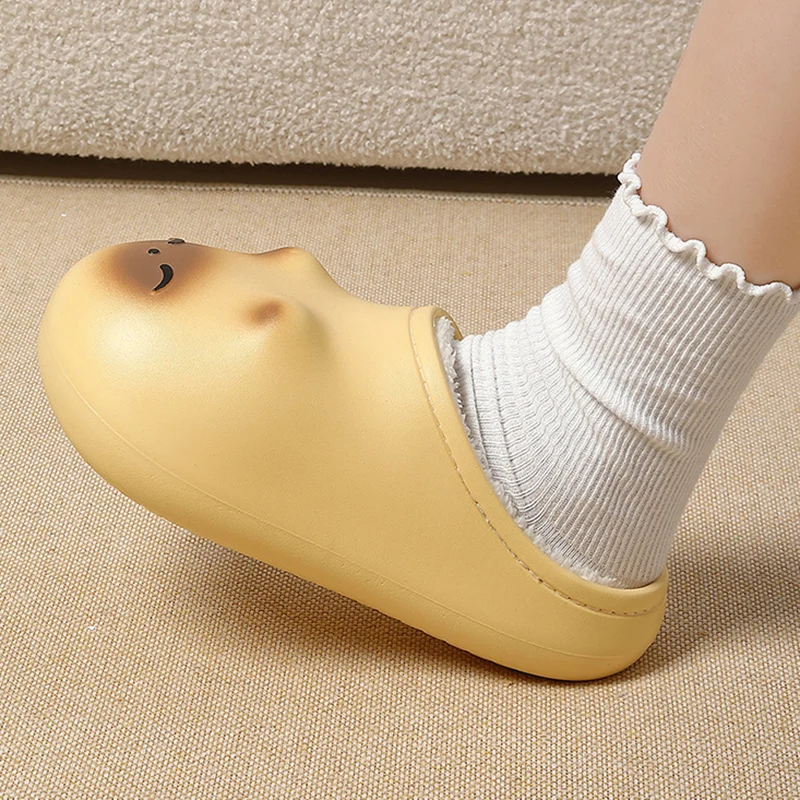 Waterproof Cartoon Cotton Slippers for Women Lovely Cat Non Slip Thick Sole Home Slippers Woman Comfort Soft Warm Plush Slides