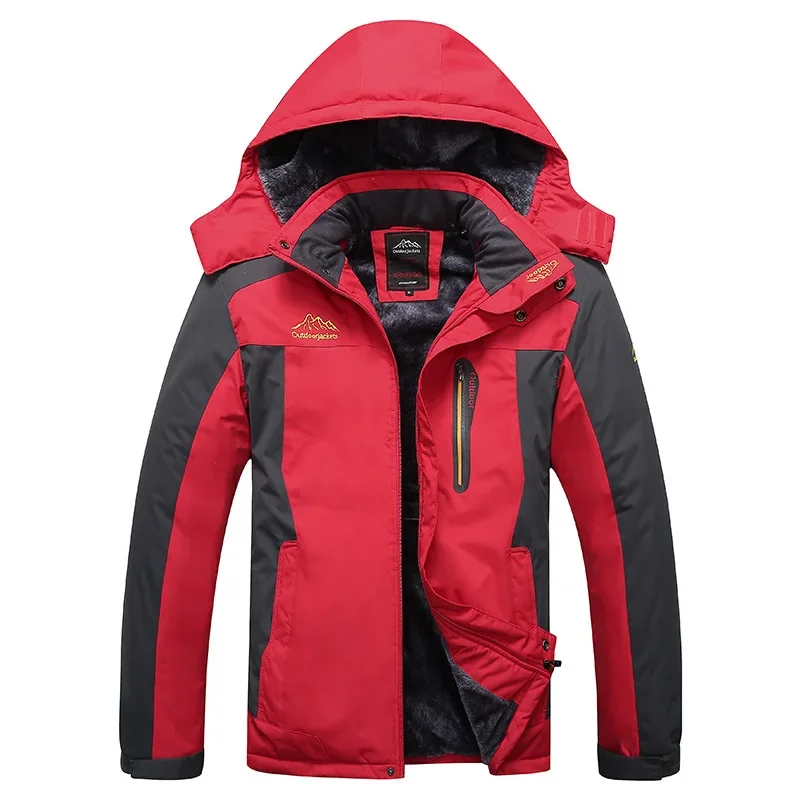 Thickened Fleece Winter Jacket Mountain Climbing Clothes Waterproof Outdoor Sports Coat Warm Cotton Jacket Large Size
