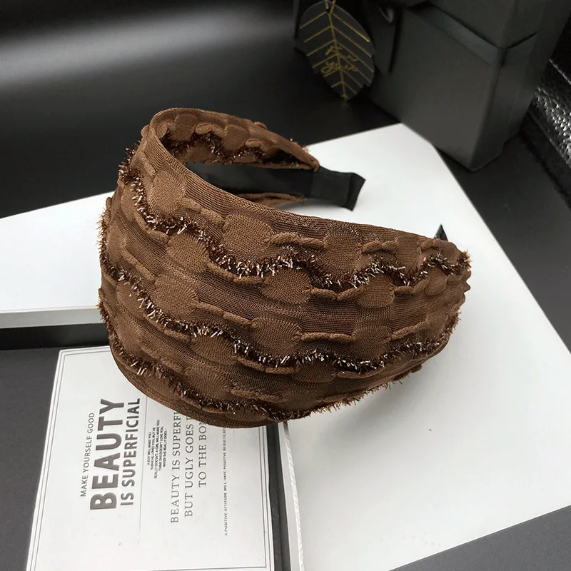 Korean Retro Headband - Extra Wide Design with Sheer Mesh, Fashion Hair Accessory for Women Daily Use
