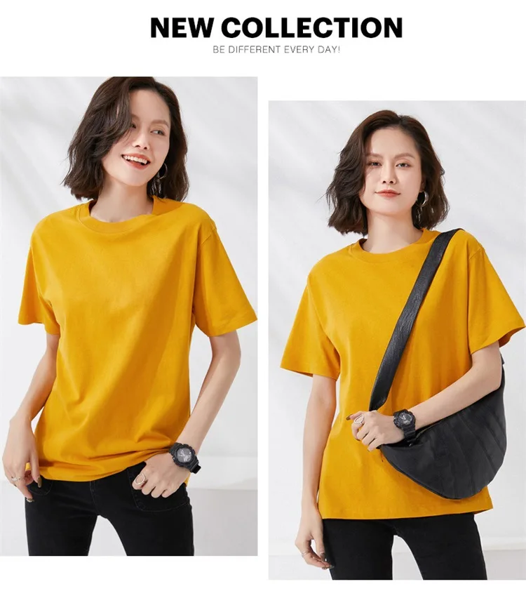 Women T-shirts 2024 Summer Tops Solid Short Sleeve Loose O-neck 100% Cotton Casual Ladies Shirts Harajuku Korean Woman Tshirts