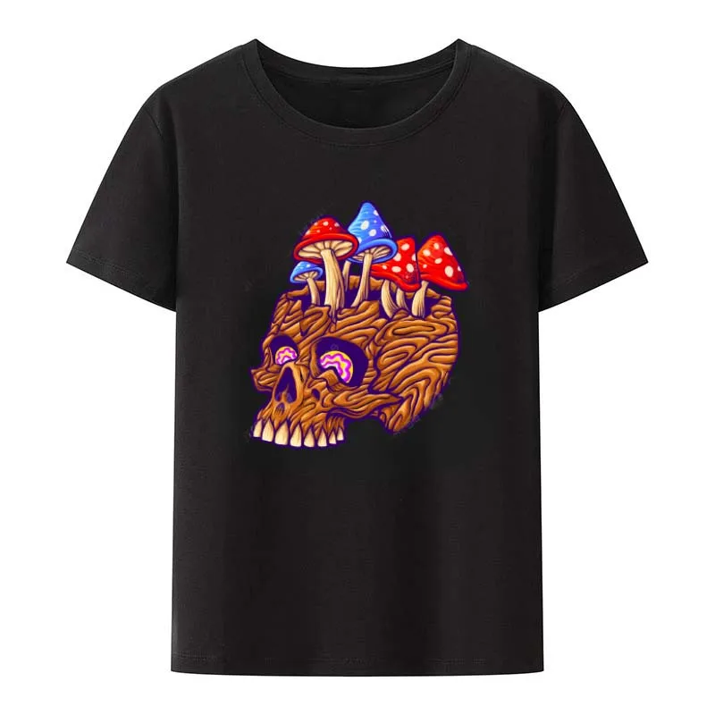 

Skull agaric Kawaii Magic Mushroom T Shirts Harajuku Vintage Print Tops Women Men Fashion Short-sleev Tee Boy Cartoon Streetwear