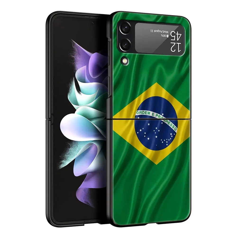 Brazil Flag Themed Black Folding Phone Case - Durable Hard Shell Cover