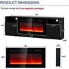 Fireplace TV Stand with Two Hinged Doors for TVs UP to 80", LED Lights & Storage Cabinets, TV Stand 3