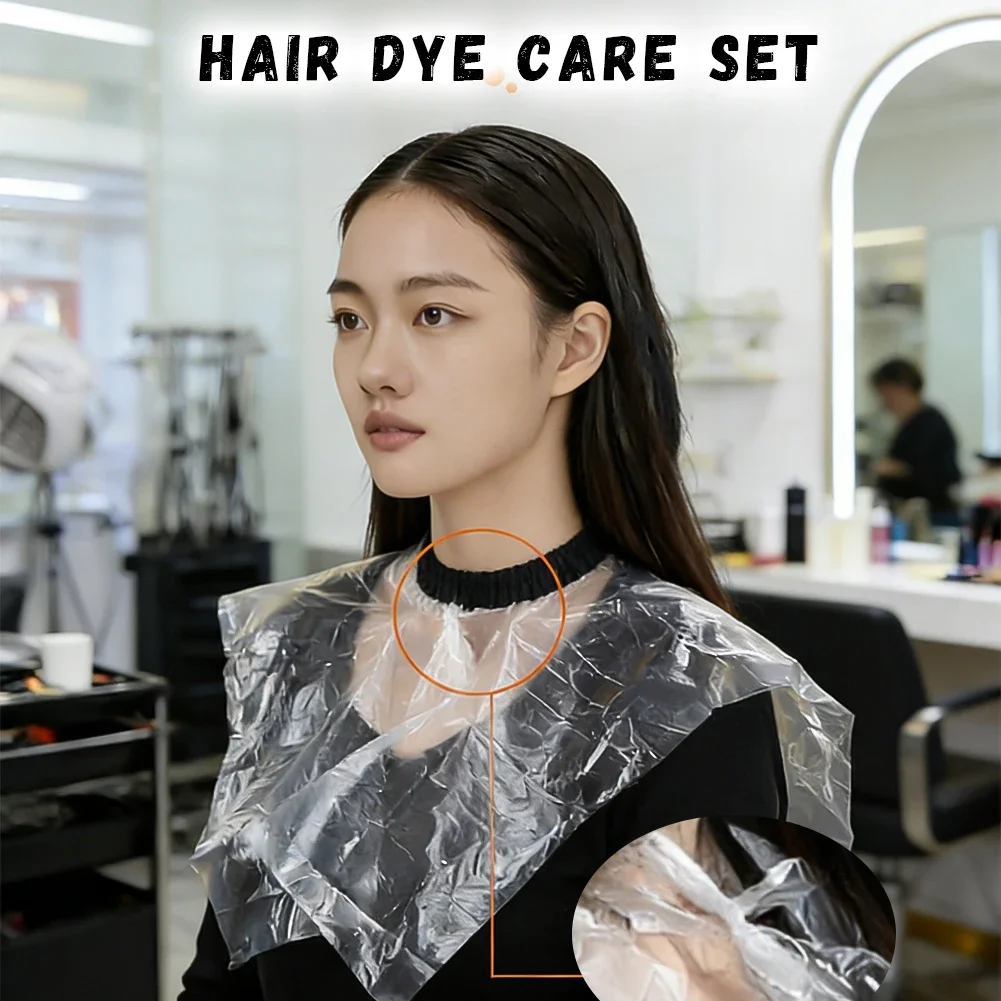 4개입 미용실 일회용품 샤워캡 귀마개 장갑 천 케이프 펌 염색 스타일링 보호 세트