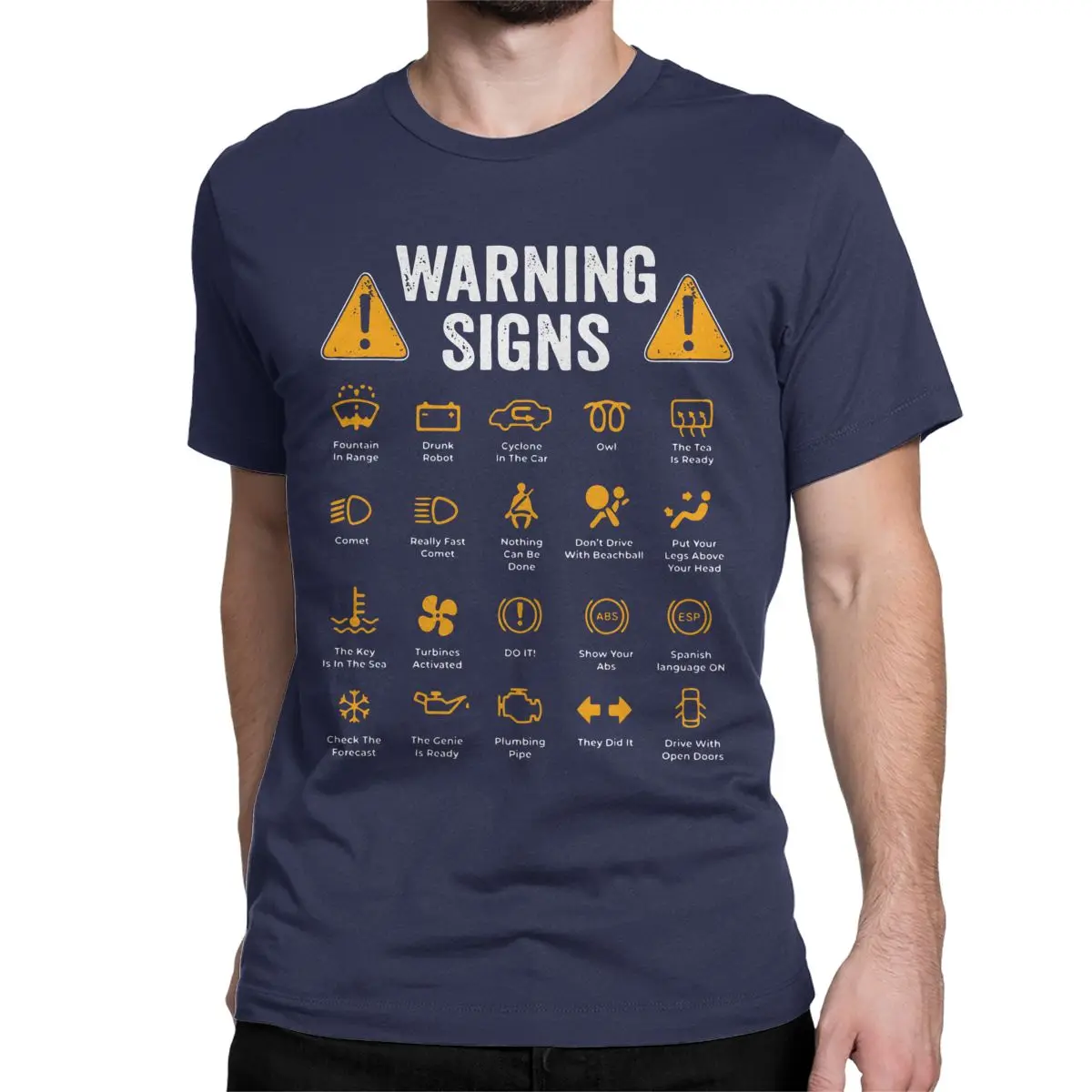 thumbnail image 1 of Camiseta de algodón de manga corta para hombre, con divertidas señales de advertencia de conducción, para mecánico de automóviles, tallas 4XL y 5XL., 1 of 7