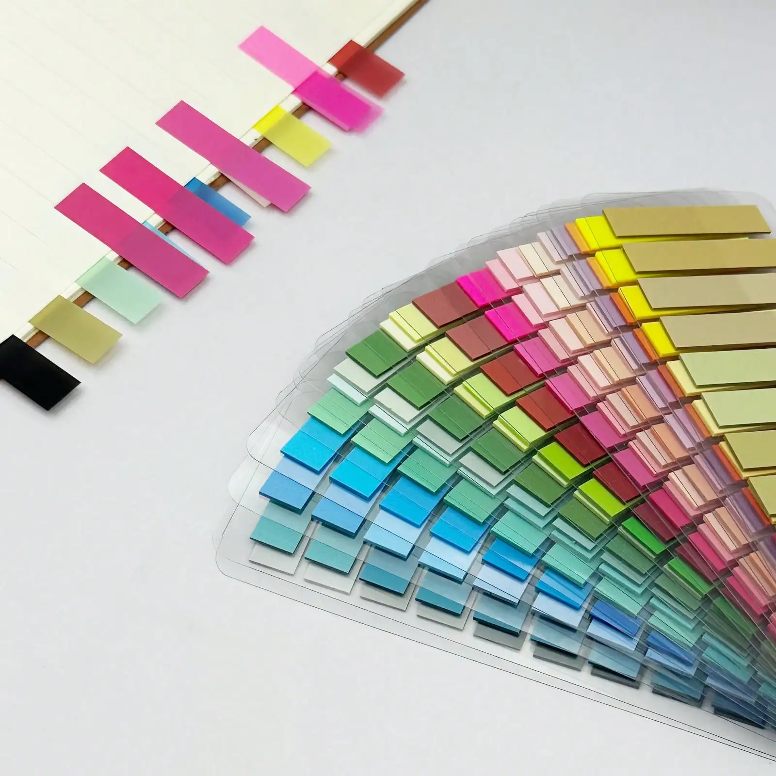 Vibrant Multicolor Gradient Page Tabs - Clear Self-Adhesive Sticky Notes for Reading, Studying & Office Use