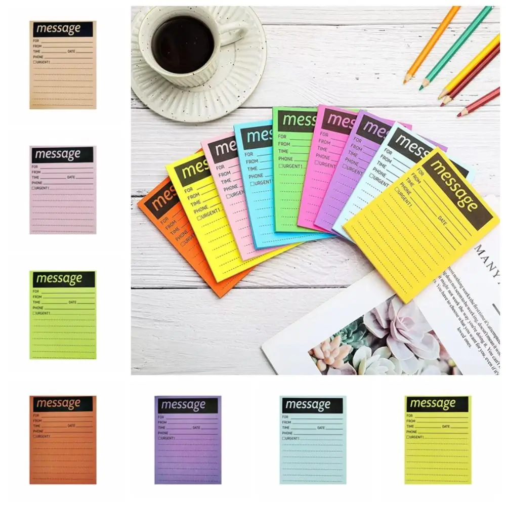 

50 Sheets Colorful Sticky Note Pads Fluorescent Phone Message Pad Portable Office Supplies Student Classical Paper Stationery