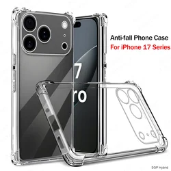 Shockproof Armor Clear Silicone Phone Cover - Transparent TPU Protective Case - iPhone 17 Pro Max (Transparent)