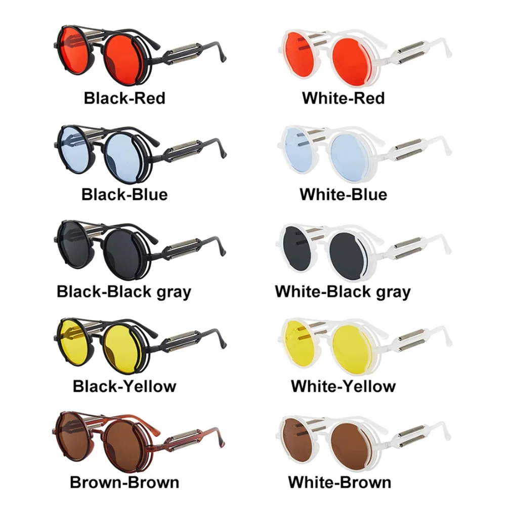 Gothic Steampunk Sonnenbrille Klassische Vintage Runde Punk Sonnenbrille UV400 Shades Marke Design Brillen Frauen Eyelasses 2023 Trendy – Detail 2