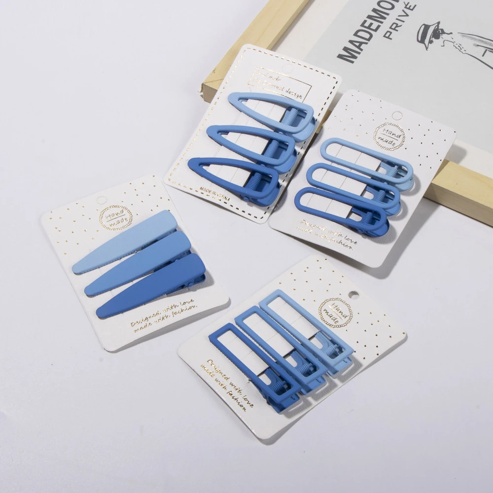 Metal Geometric Hair Clip Solid Colorful Girls Hairpins 3pcs/Set Elegant Star Round Barrette for Women Fashion Hair Clips 2022