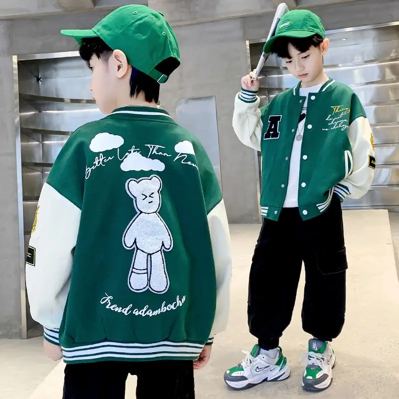 

2023 New Boys Spring Coats Kids Letter Printed Outerwear 4-14 Yrs Children's Clothing Teenagers Sport Jacket Casual Windbreaker