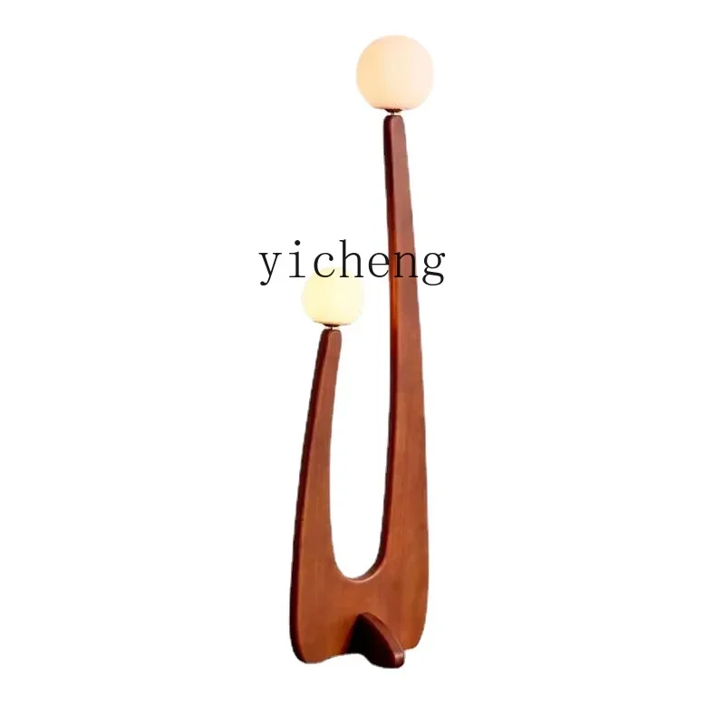 

YY Nordic Modern Minimalist Living Room Bedroom Study Art Walnut Solid Wood Floor Lamp