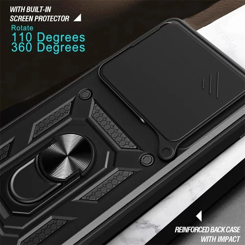 Slide Camera Lens Armor Case with Car Magnetic Holder Ring and Shockproof Cover