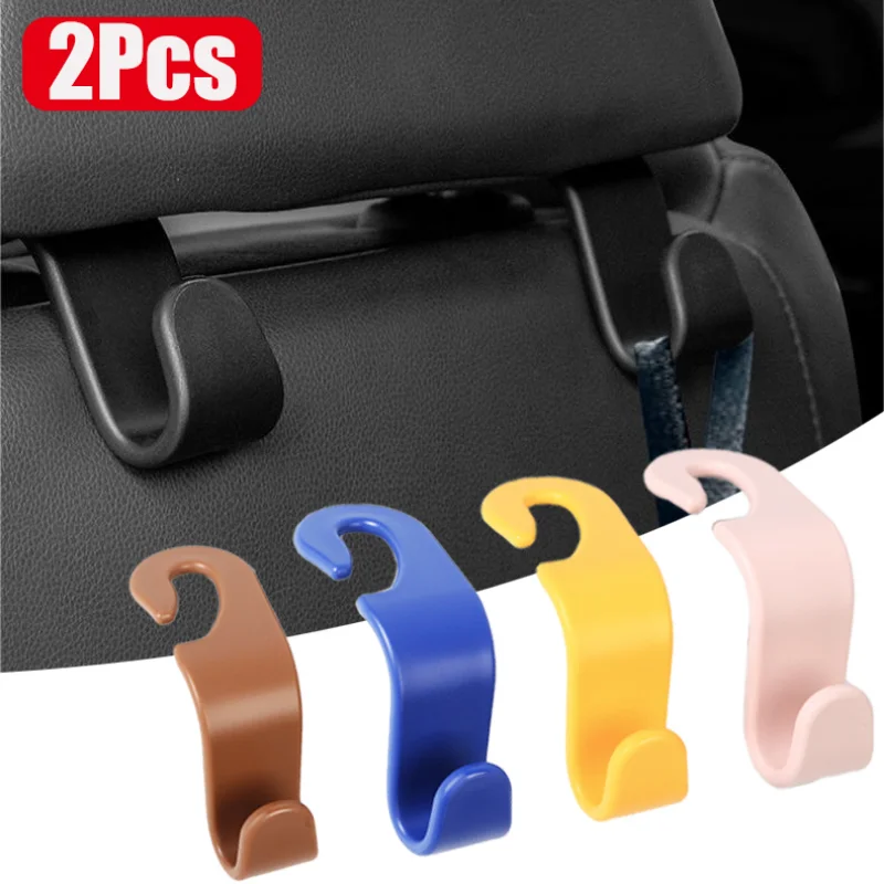 

2 Pcs Multi-Colorful Car Seat Back Hooks Interior Organizers Hanging Holder Clip HandBag Sundries Bag Storage Hook