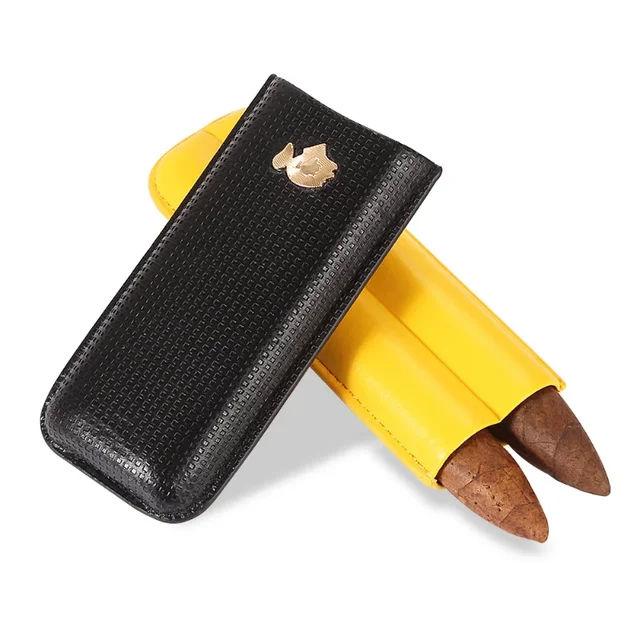 Leather Portable Cigar Humidor Holds Two Cigars Case Smoking Accessories Travel Cigar Accessories Gifts - Image 3