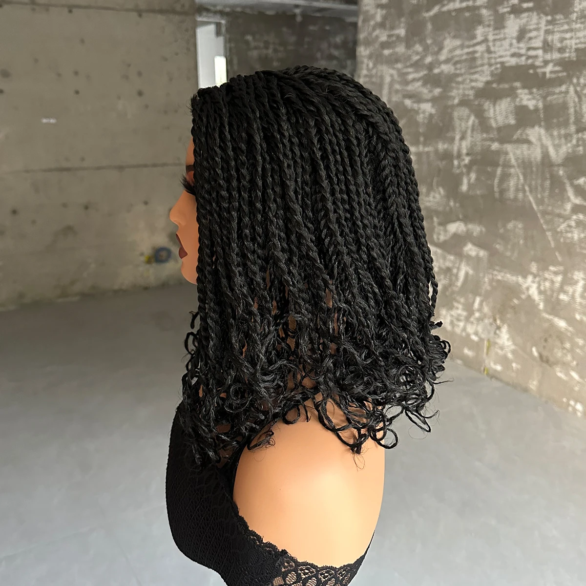 12Inch Short Synthetic Braided Wigs Black Women Heat Resistant Crochet Box Braided Bob Wig African Braiding Hair Wig Bob synthetic hair wigs