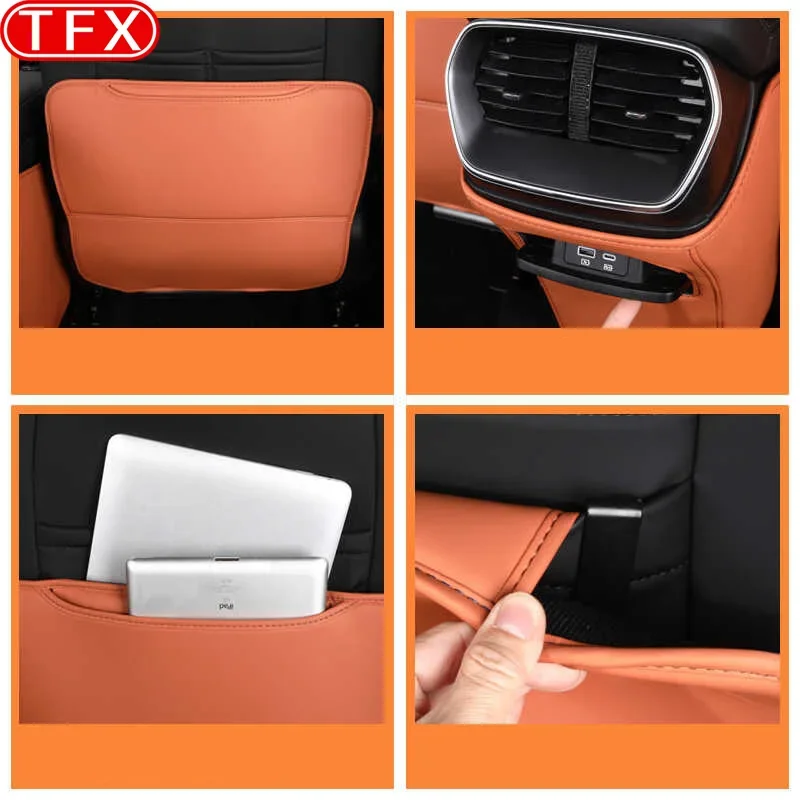 BYD Sealion 7 Car Styling PU Leather Anti Kick Mat Pad Anti-kick Protector Mats Seat Back Protector Accessories