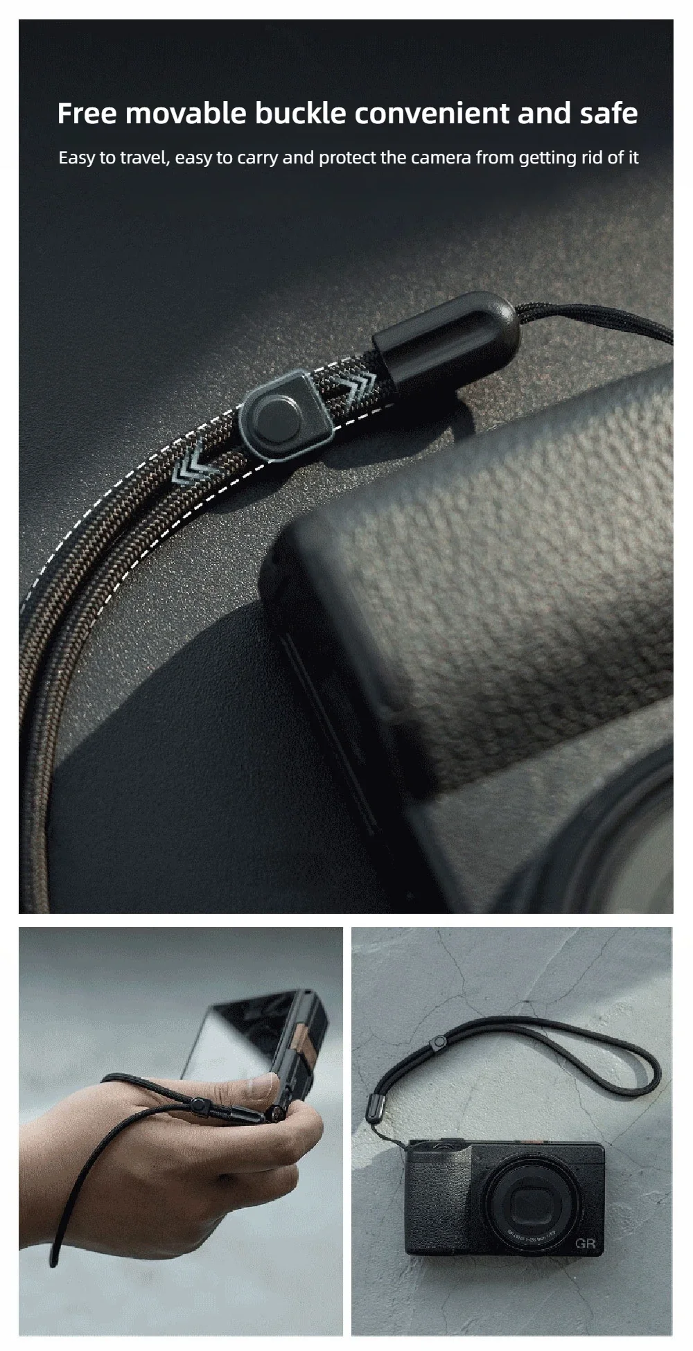 10 kg Kamera-Handgelenkschlaufe zum Aufhängen, Anti-Fall-Seil für Ricoh GR2 GR3 GR3x Sony ZV1 Canon G7X DJI Fuji SLR Micro Single Zubehör – Detail 3