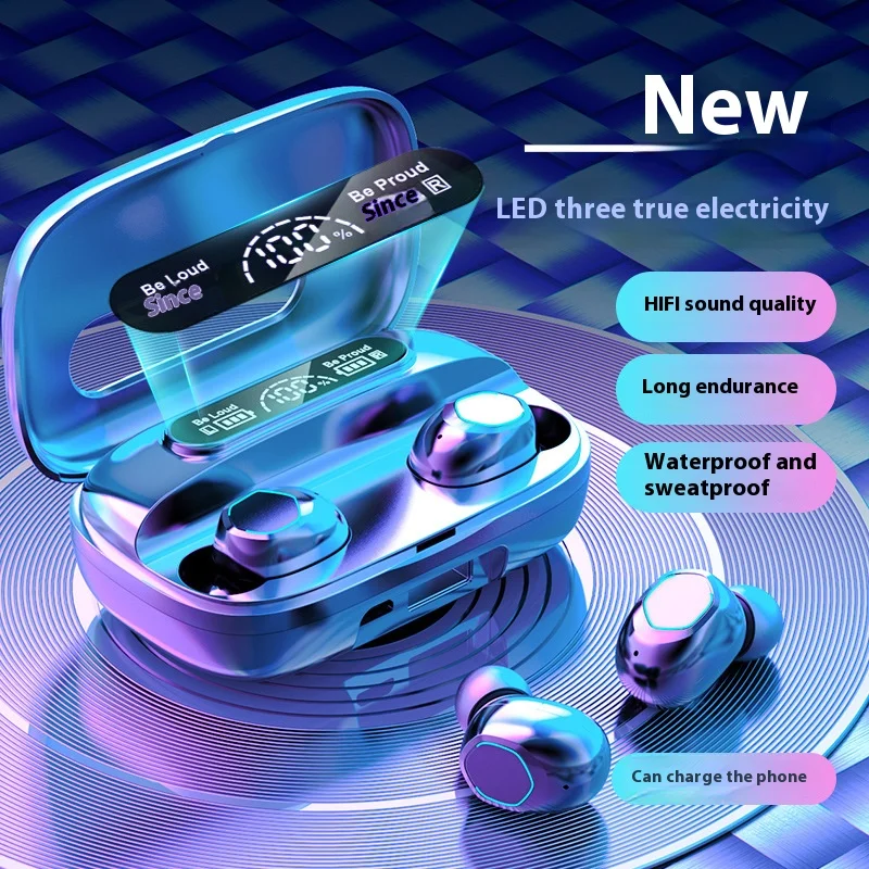 

M9 Earphone bluetooth Earbus WTS headphones HIFI stereo Waterproof headset with LED Display 2000mah battery Wireless Earphones